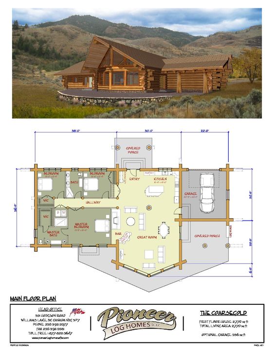 Plano de casa de madera rústica para campo