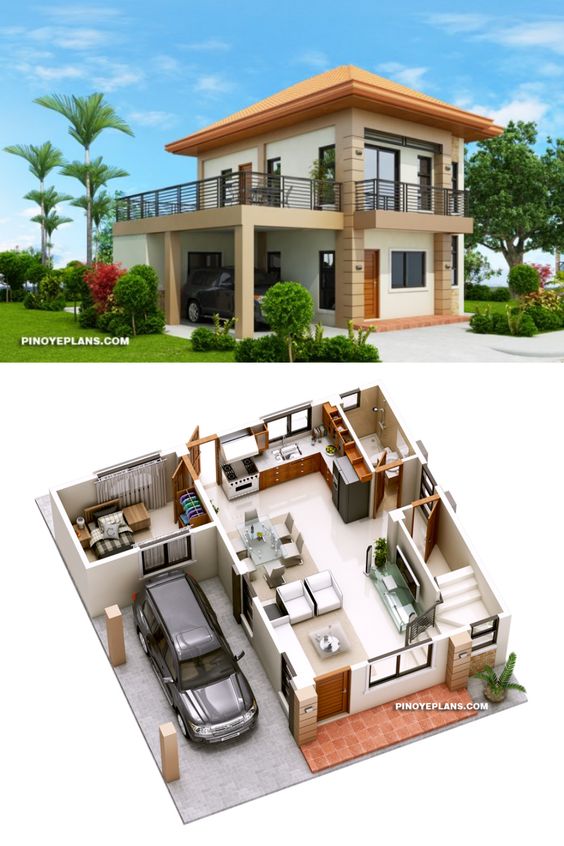 Planos de casas pequeñas de dos pisos - Ingenieria Civil y Arquitectura