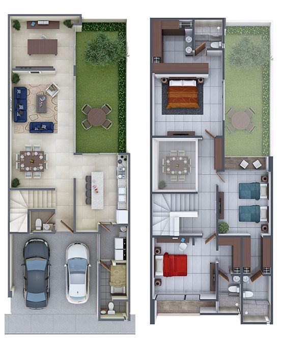 Plano de casa moderna de 50 m2