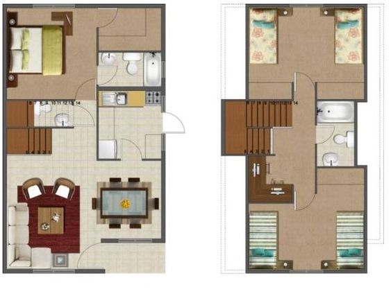 Plano de casa de 2 dormitorios