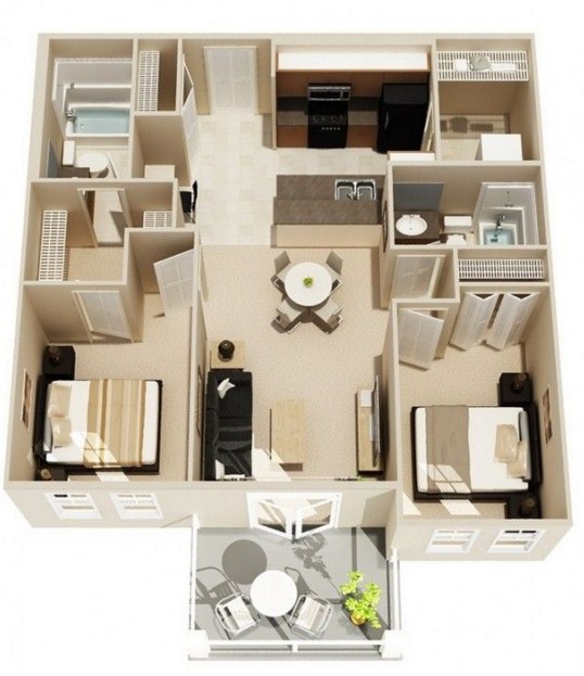 Apartment plans of 80 square meters