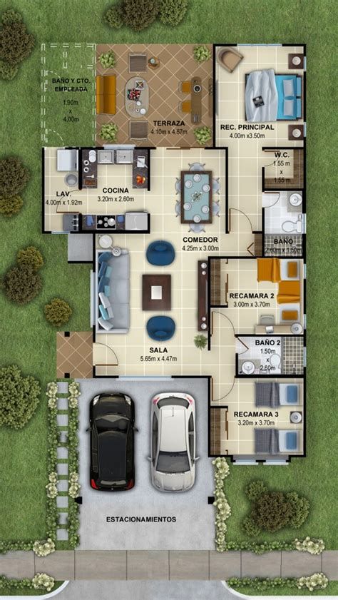 Planos de casas grandes de un piso