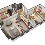 Design of apartments with three rooms