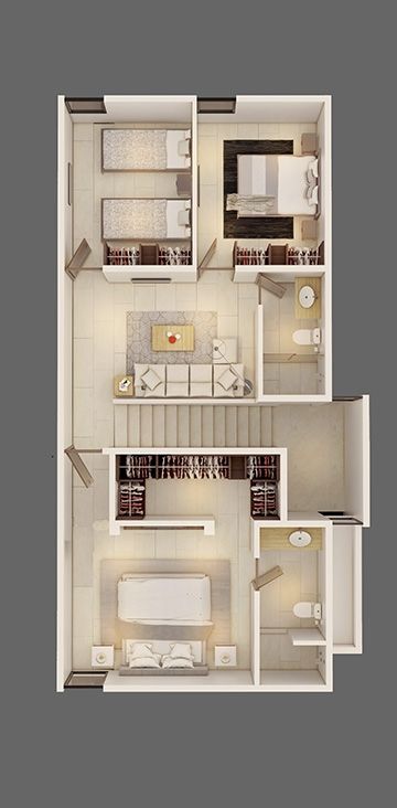 Small apartment designs with two rooms