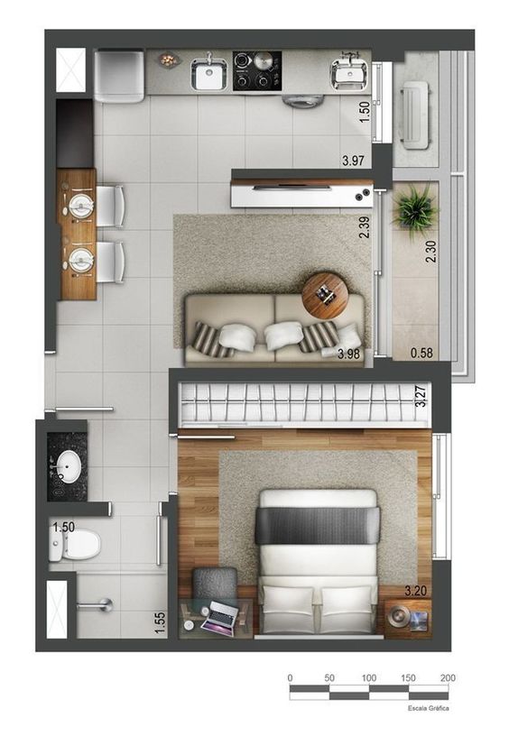 Ideal distribution for a small apartment