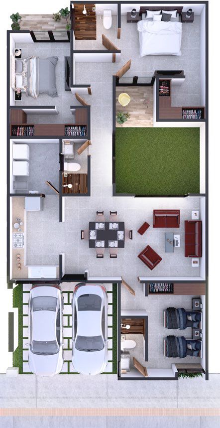 Ideas de planos para casas de dos habitaciones