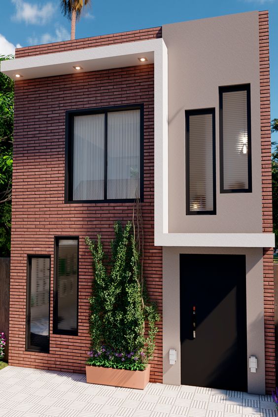 Diseños simples de fachadas para casas angostas