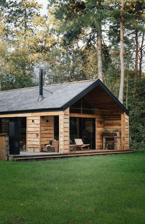 Casas de campo con chimenea estilo moderno