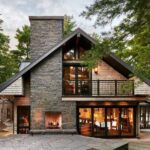 Casas de campo con chimenea estilo moderno