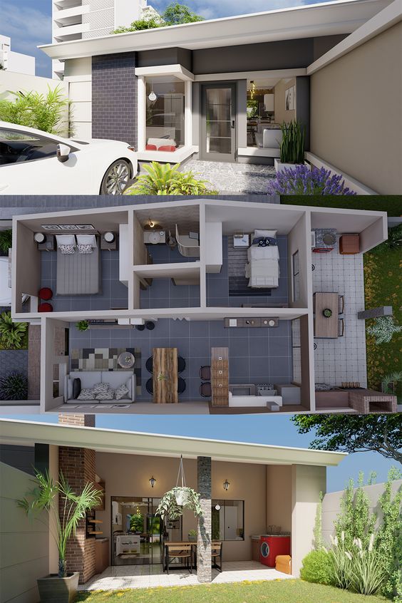 Modelos de casas pequeñas con dos habitaciones
