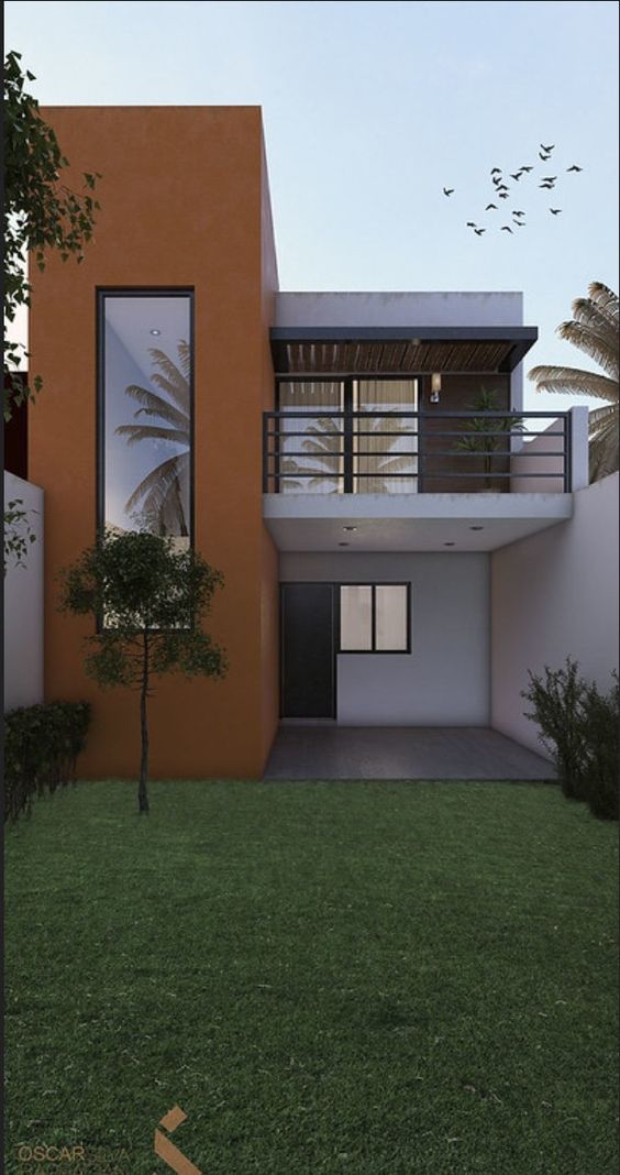Diseños de casas de dos pisos con doble altura en fachada