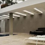 Pergolado de concreto para área de piscina